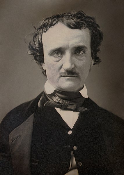 Edgar Allan Poe, circa 1849 (Unknown authorUnknown author; Restored by Yann Forget and Adam Cuerden, Public domain, via Wikimedia Commons)